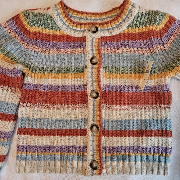 Anthropologie Pilcro Ribbed Multi-Stripe Multicolor Cardigan Sweater - Picture 5 of 7